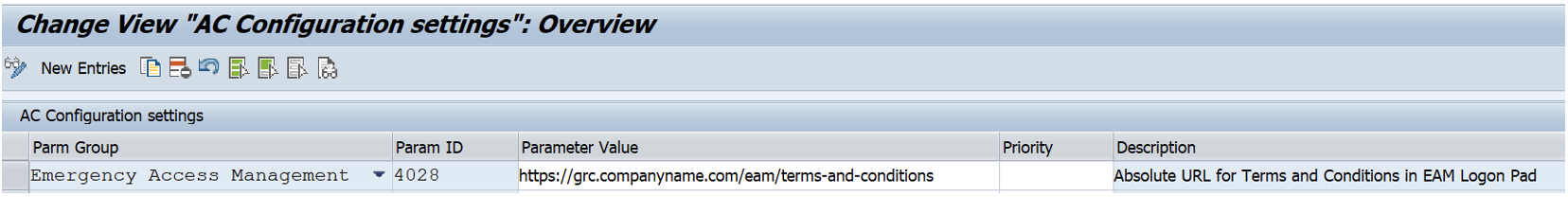 SAP GRC Parameter 4028 - URL for Terms & Conditions in EAM